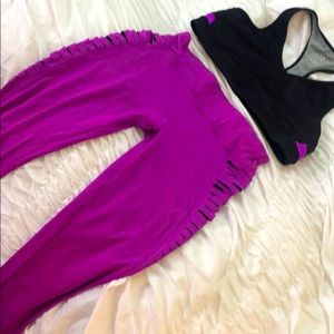 XINKI purple & black workout pants and sports bra